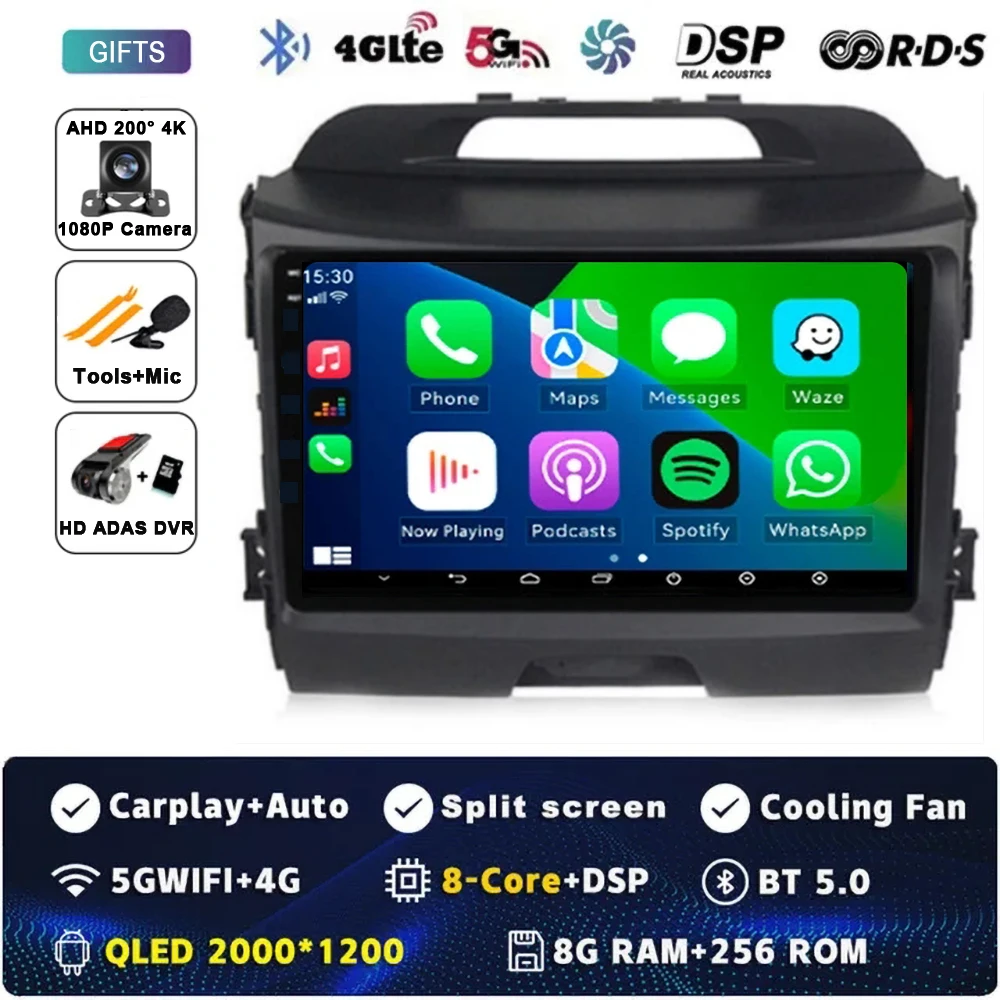 Android 15 Autoradio Android Voor KIA Sportage 3 Sportage R 2010-2016 Carplay Multimedia Speler autoradio 4G wifi Qualcomm 2din