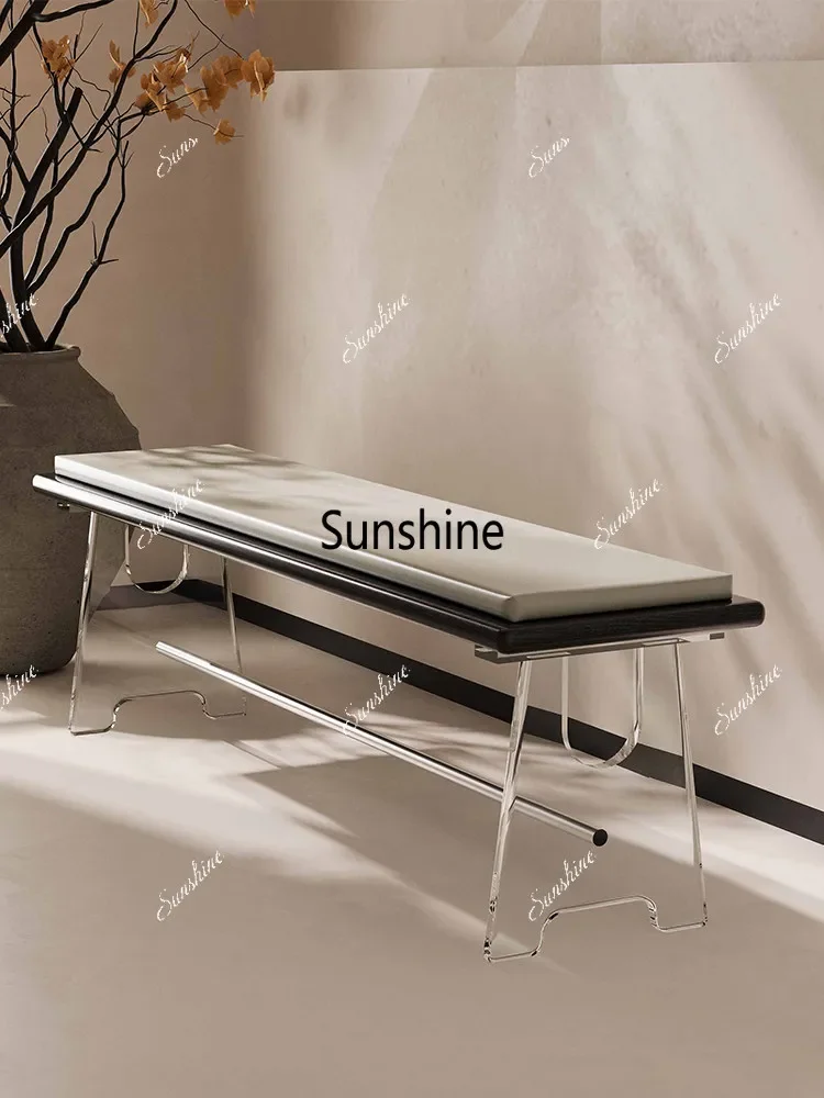 YSimple solid wood suspended acrylic bench household living room