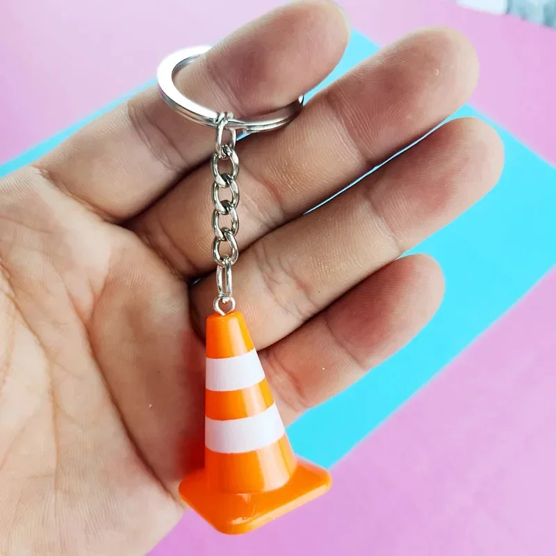 Unique Orange Traffic Cone Safety Design Novel Earring Keychain - The Perfect Gift for A Friend!