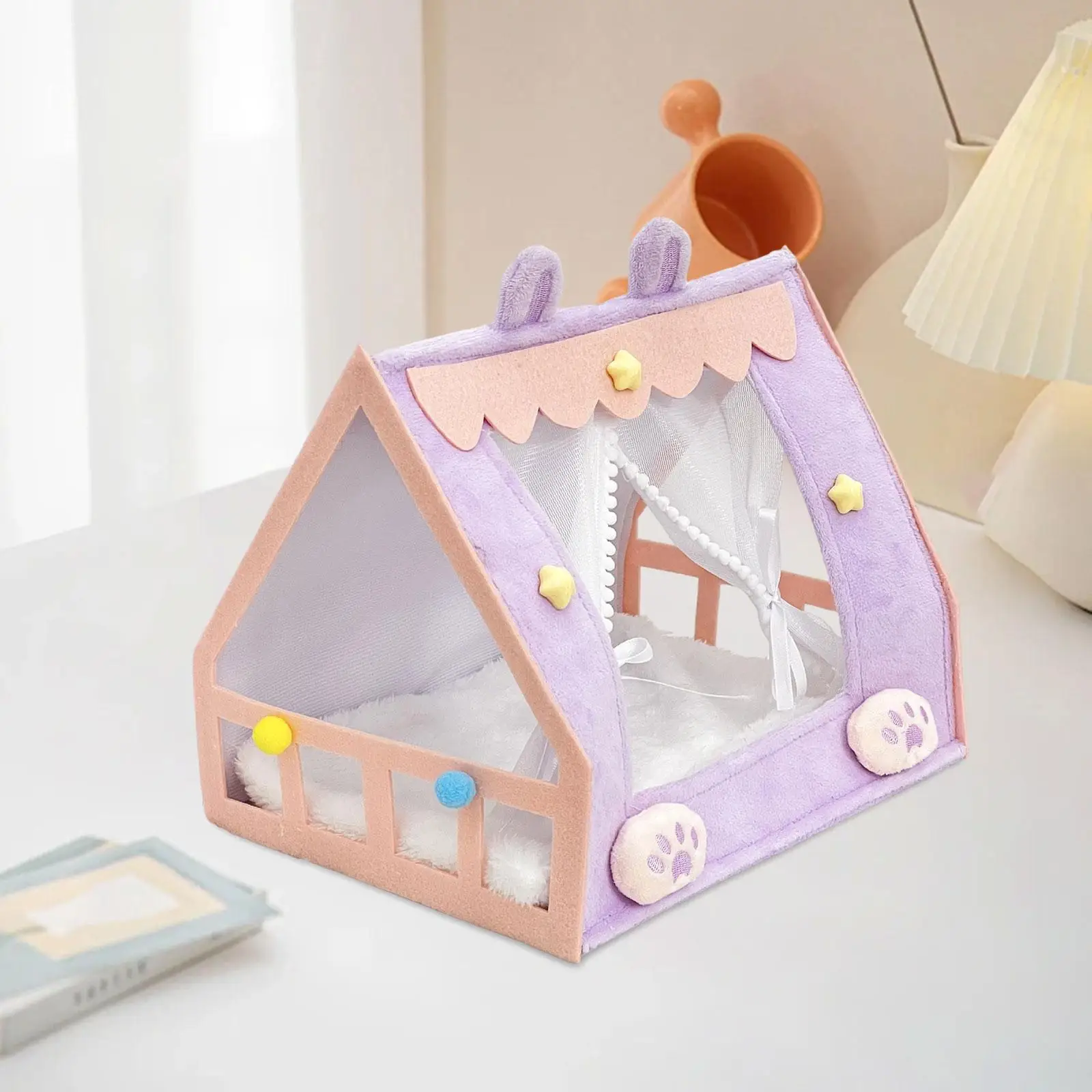 人形テントベッドポータブルかわいい快適デスクトップディスプレイミニチュア家具ドールハウスアクセサリーぬいぐるみフィギュア睡眠ベッド家庭用