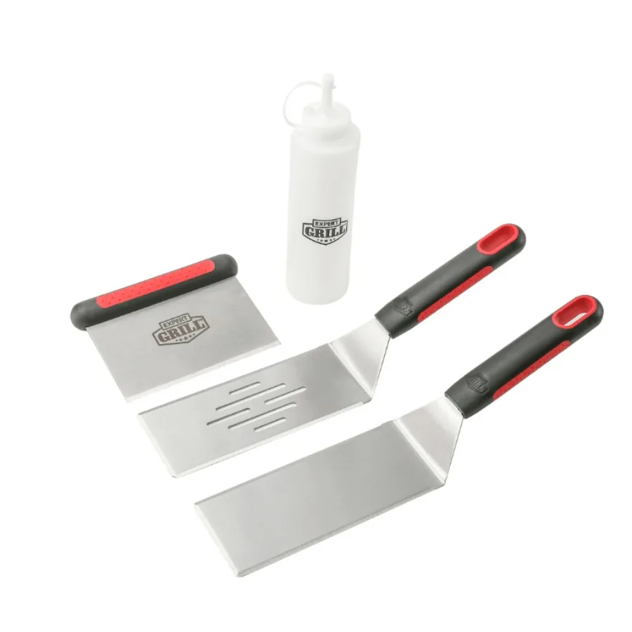 

Expert Grill Stainless Steel Barbecue Griddle Tool Set 4 Pieces Include Spatula Scraper Bottle