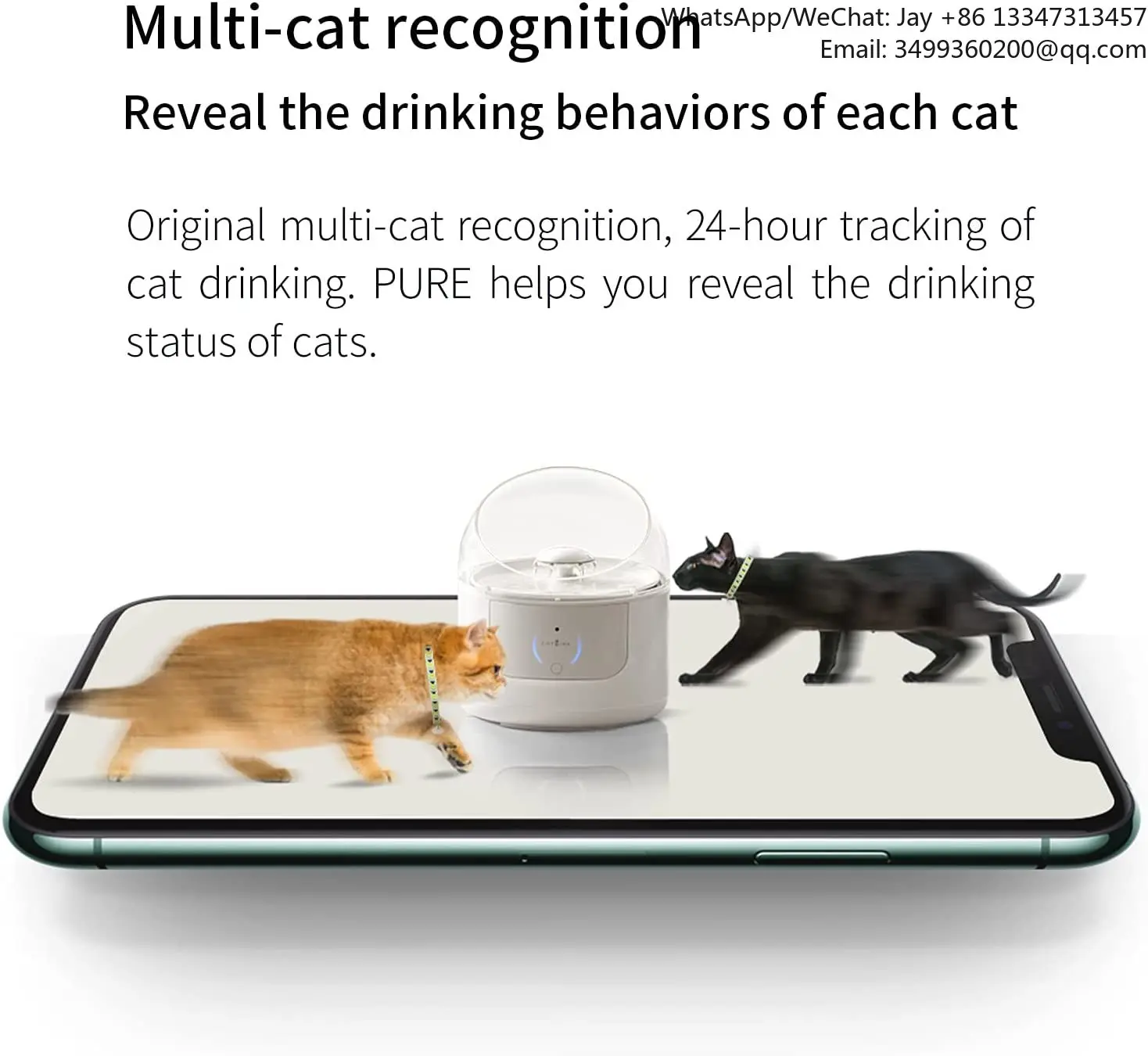 Catlink AI Smart Pet Water Fountain Ceramic Cat Drinking Fountain With Multi-cat Recognition Drinking Report In App