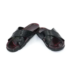 hulangzhishi new crocodile leather fashion male slippers trend Pure manual men shoes