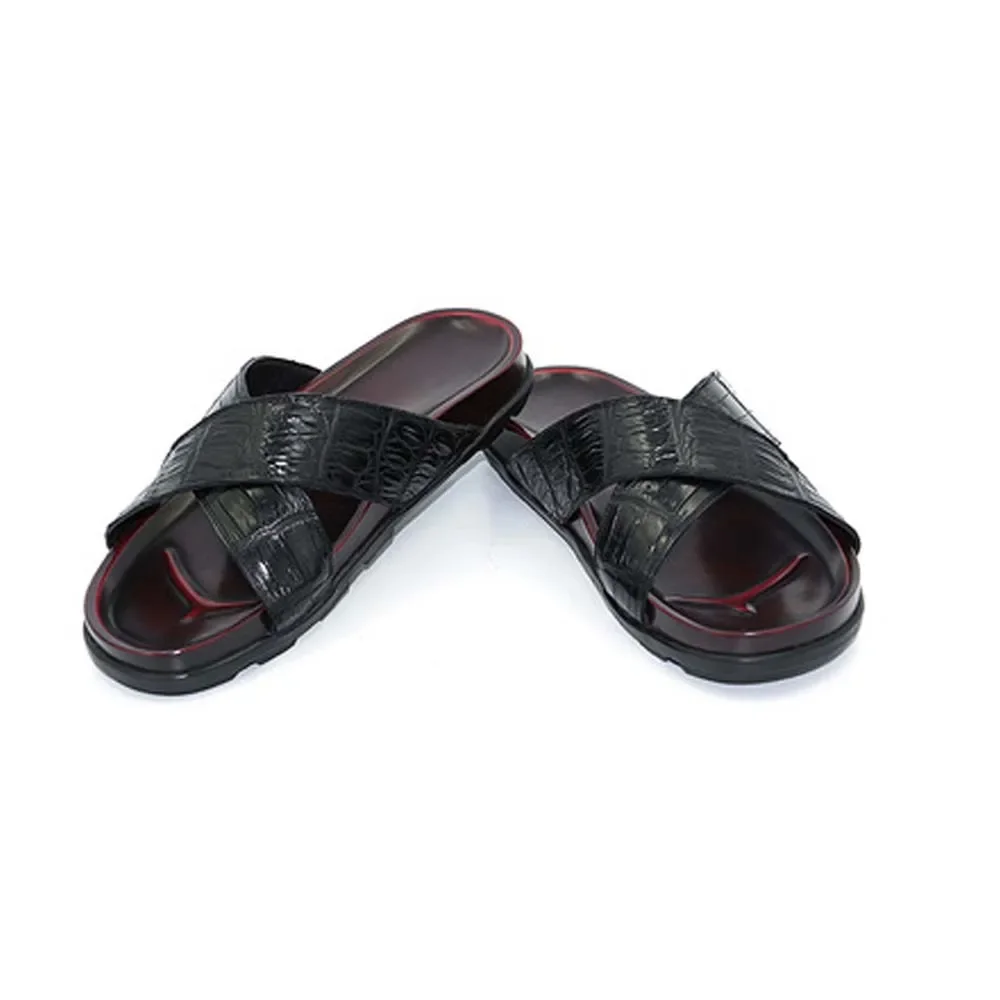 hulangzhishi new crocodile leather fashion  male  slippers  trend  Pure manual men  shoes