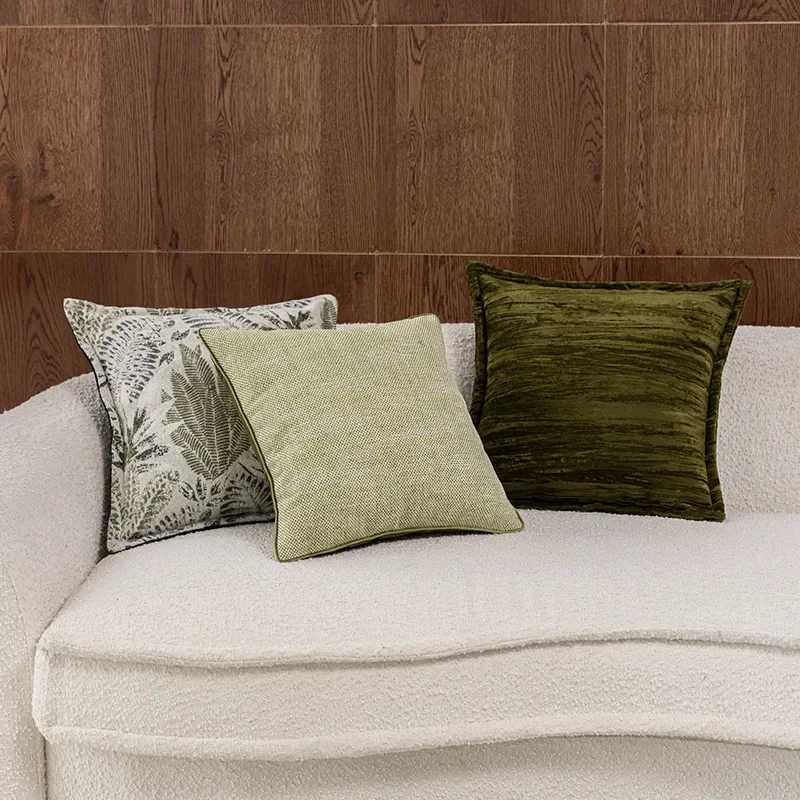 Nordic Green Luxury Pillowcase Texture Design Geometric Plant Jacquard Pillow Covers Decorative Modern Home Decor Cushion Covers