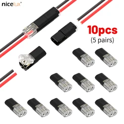 10pcs 2pin Pluggable Wire Connector Quick Splice Electrical Cable Crimp Terminals for Wires Wiring 22-20AWG LED Car Connectors