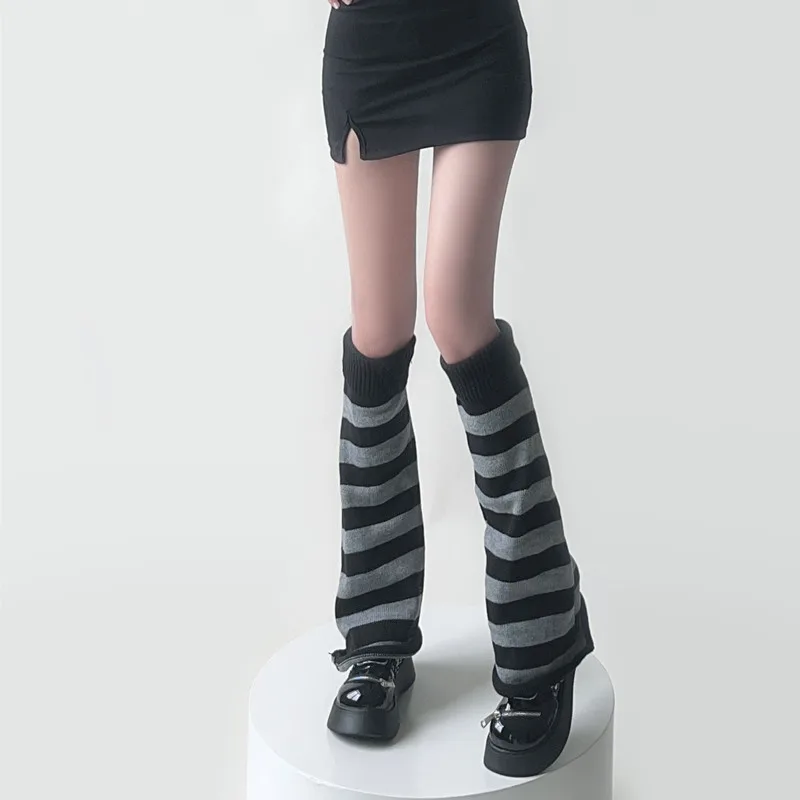 Punk Leg Warmers Gothic Socks Japanese Jk Leg Cover Lolita Harajuku Y2k Girl Leg Long Cool Dog Bone Stripe Socks Accessories