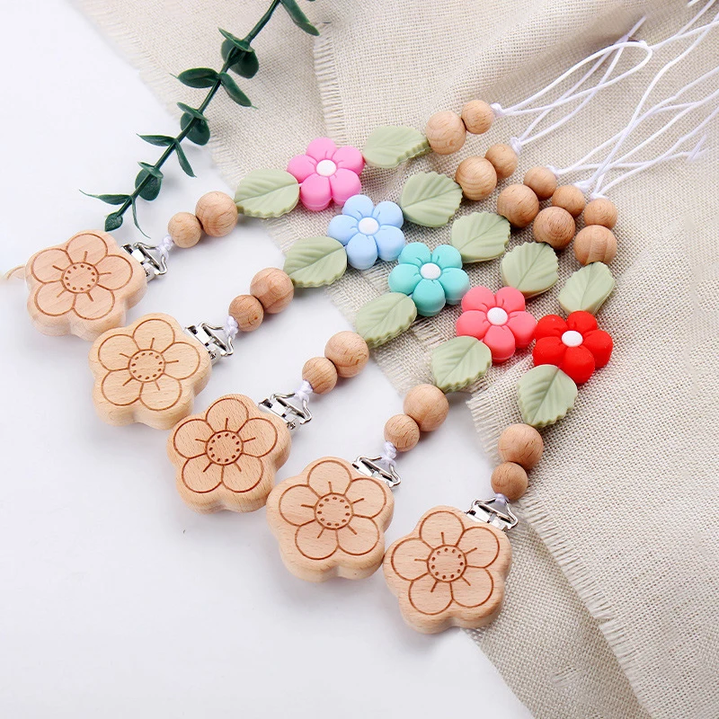 

Adorable Flower-Shaped Pacifier Holder – Soft Silicone Baby Teether Chain, Cute Anti-Fall Nipple Clip for Toddlers
