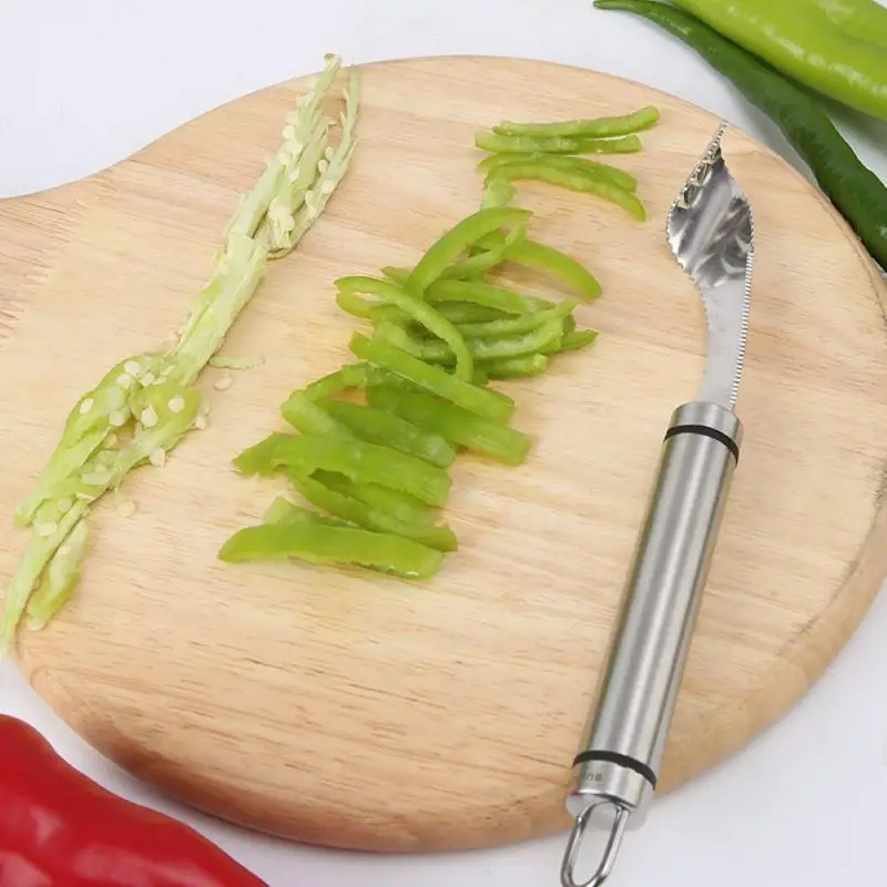 Cuchillo de acero inoxidable 304 para cortar pimienta y melón, utensilios de cocina para el hogar, deshuesado, pepino, crujiente