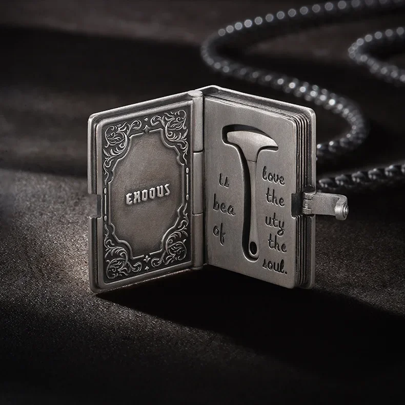 Copper Silver Plated Vintage Redemption Pendant Book Hammer Male Inspirational Struggle Necklace Student