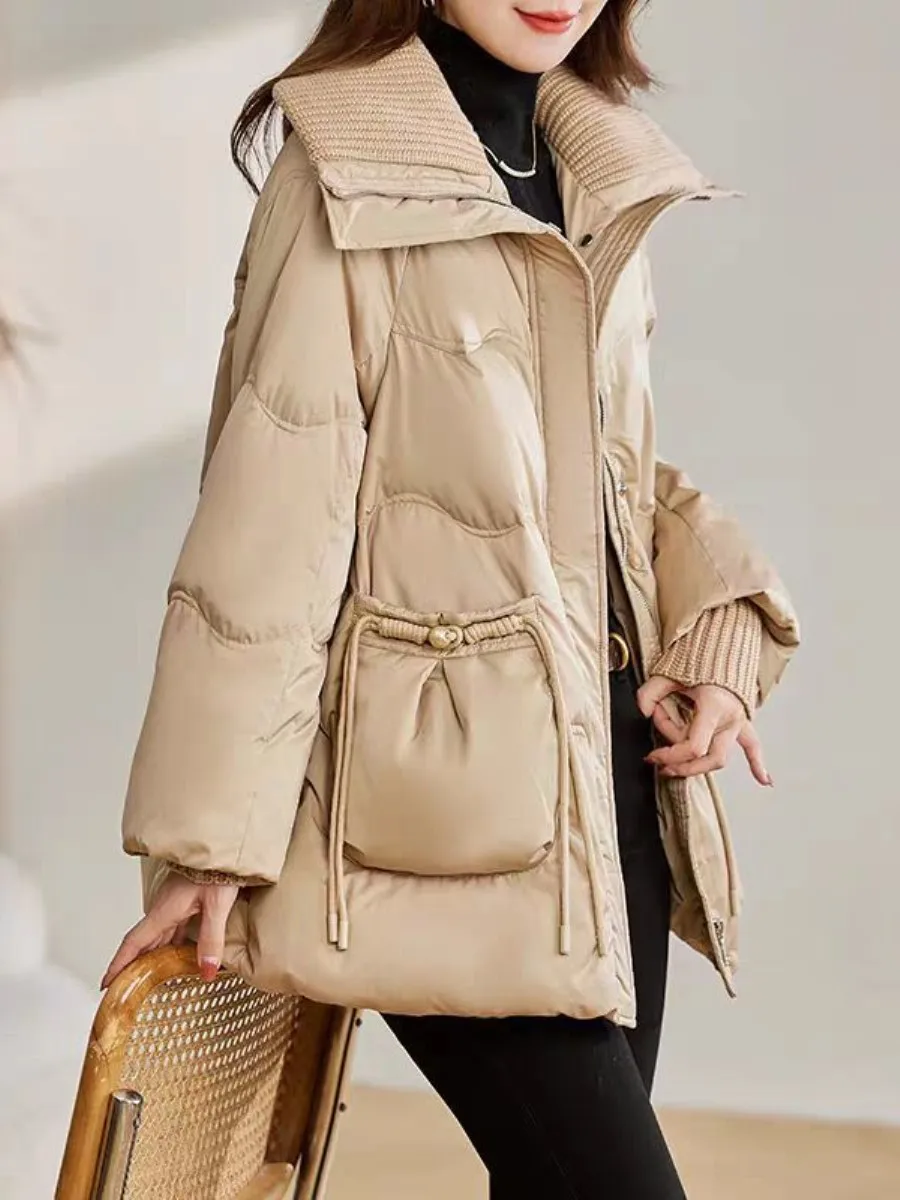 

Lamb down Cotton Jacket Mid-Length Thickened Fashionable Winter Outerwear Loose Fit Stylish Women's Clothing Yang Jing Brand