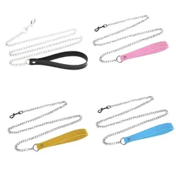 Leather Dog Leash Metal Alloy Pet Dog Leash with 360° Rotatable Hook and Loop Can Be Twisted To Prevent Loss of Dog Leash