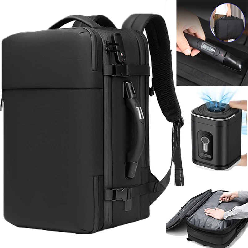 Expandable Vacuum Backpack with Electric Pump for Traveling 60L Compression Back Pack WIith Scales Waterproof Laptop Backpacks