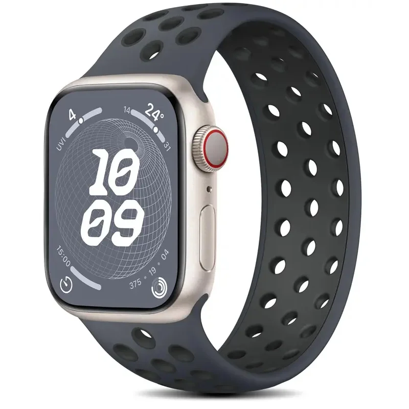 

Solo Loop для Apple Watch Band 45 мм 44 мм 40 мм 41 мм 49 мм 38 мм 42 мм Эластичный силиконовый браслет iWatch Series 9 8 7 Ultra 2 SE Ремешок