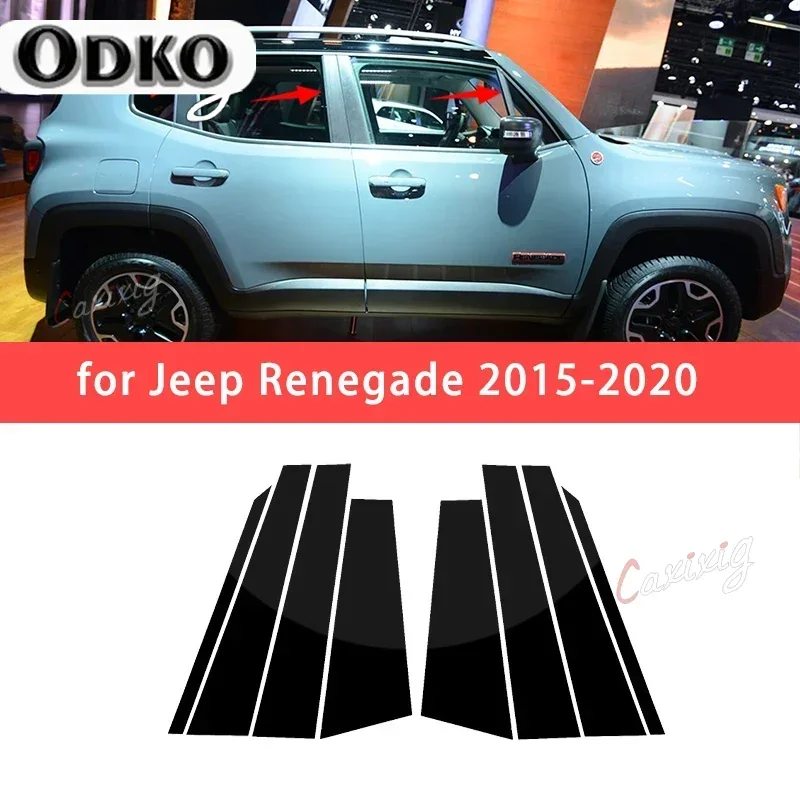 Car Door Window Center B Pillar Post Trim Cover For Jeep Renegade 2015-2020 Window Trim Cover BC Column Sticker Chromium Styling
