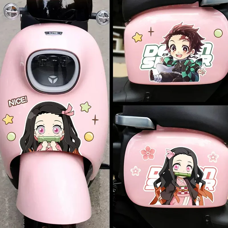 Cute Demon Slayer Anime Sticker Decals for Car Fuel Tank Cap Electric Bikes Sticker Laptop Window Wall Stickers Anime Gifts