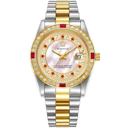 Moda Reginald Top marca diamanti oro orologio da uomo stile perla quadrante pieno in acciaio inossidabile quarzo argento data polso Relojrelogio