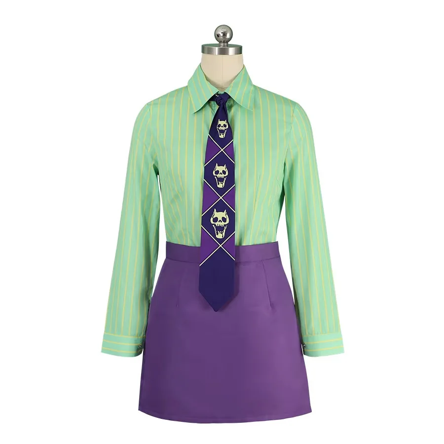 

JoJo's Bizarre Adventure Kira Yoshikage Cosplay Purple OL Suit Set With Skull Tie High Accuracy Halloween Costume For Women