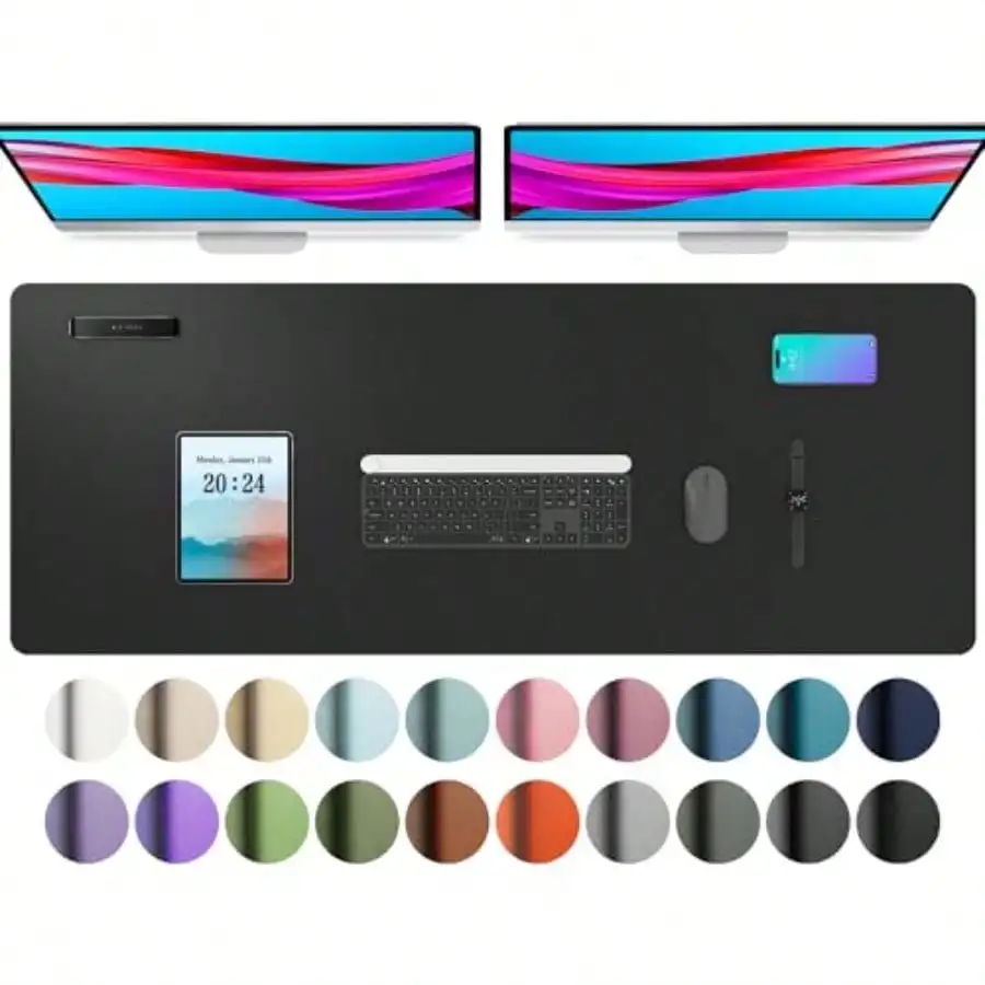 Leather Desk Pad Protector Mouse Pad Office Desk Mat Non-Slip PU Leather Desk Blotter Laptop Desk Pad Waterproof Desk Writin