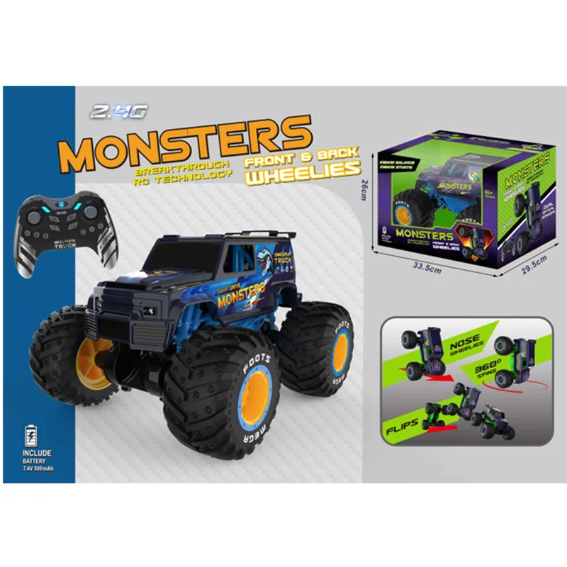 IQOEM-904 1:10 2.4 GHz All-Terrain Monster Truck Remote Standing Stunt Car RC Car Spray Function Boys & Girls Gift Toys view 3
