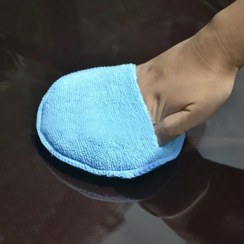 2Pcs Car Waxing Polish Sponges 5 Inch Car Detailing Wax Applicator Pads Round Pocket Microfiber Foam Sponges Car Cleaning Tools