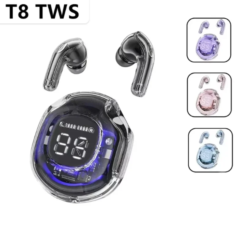 T8 TWS Wireless Earphones Fone Bluetooth Headphones Sport Gaming Headset Noise Reduction Earbuds Bass Touch Control for phone