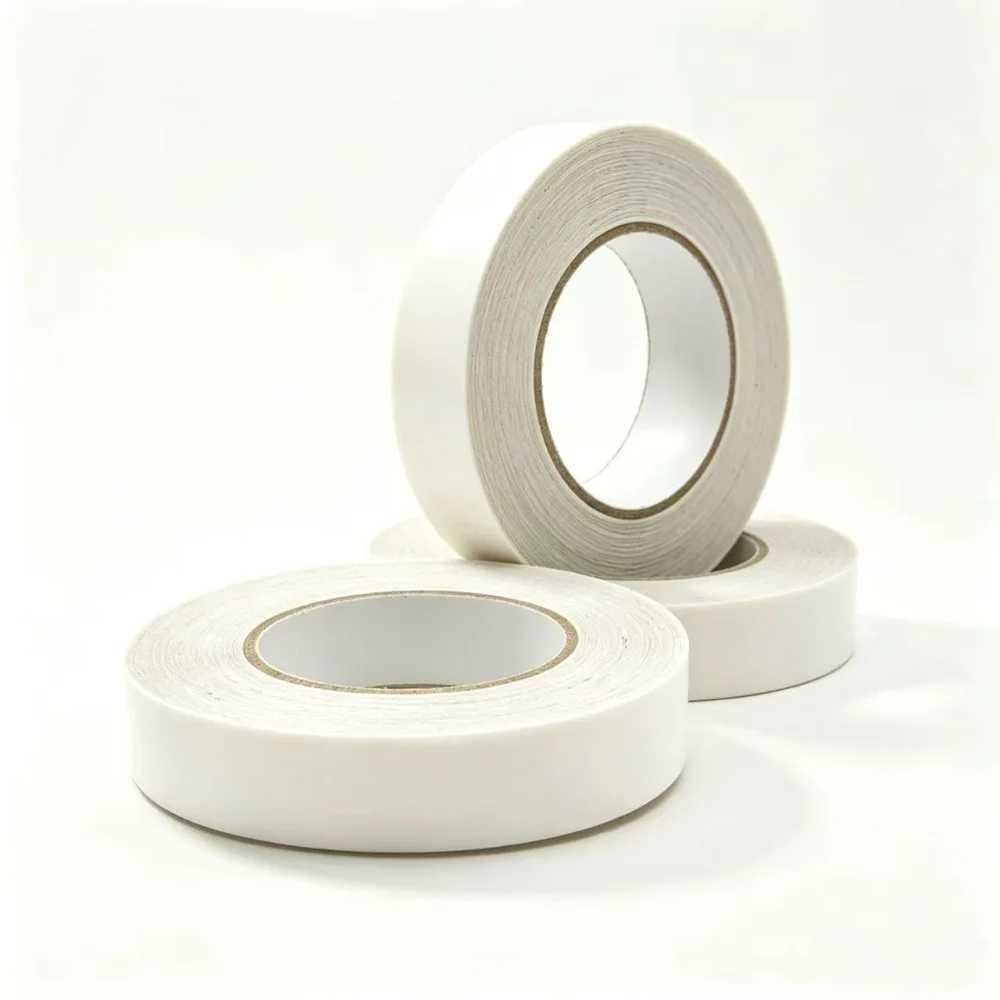 1cm x 10m White Mesh Grid Double Sided Cloth Duct Tape, Reinforced Heavy Duty Adhesive Tape