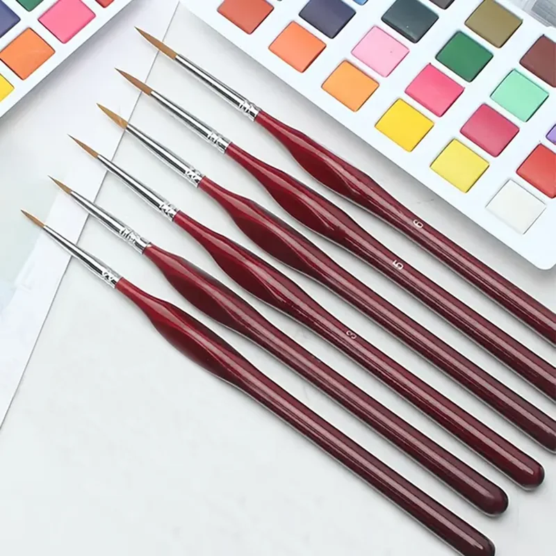6pcs Detail Drawing Pen, Professional Miniature Painting Art Set, Suitable for Watercolor Oil Painting, Models, Rock Coloring