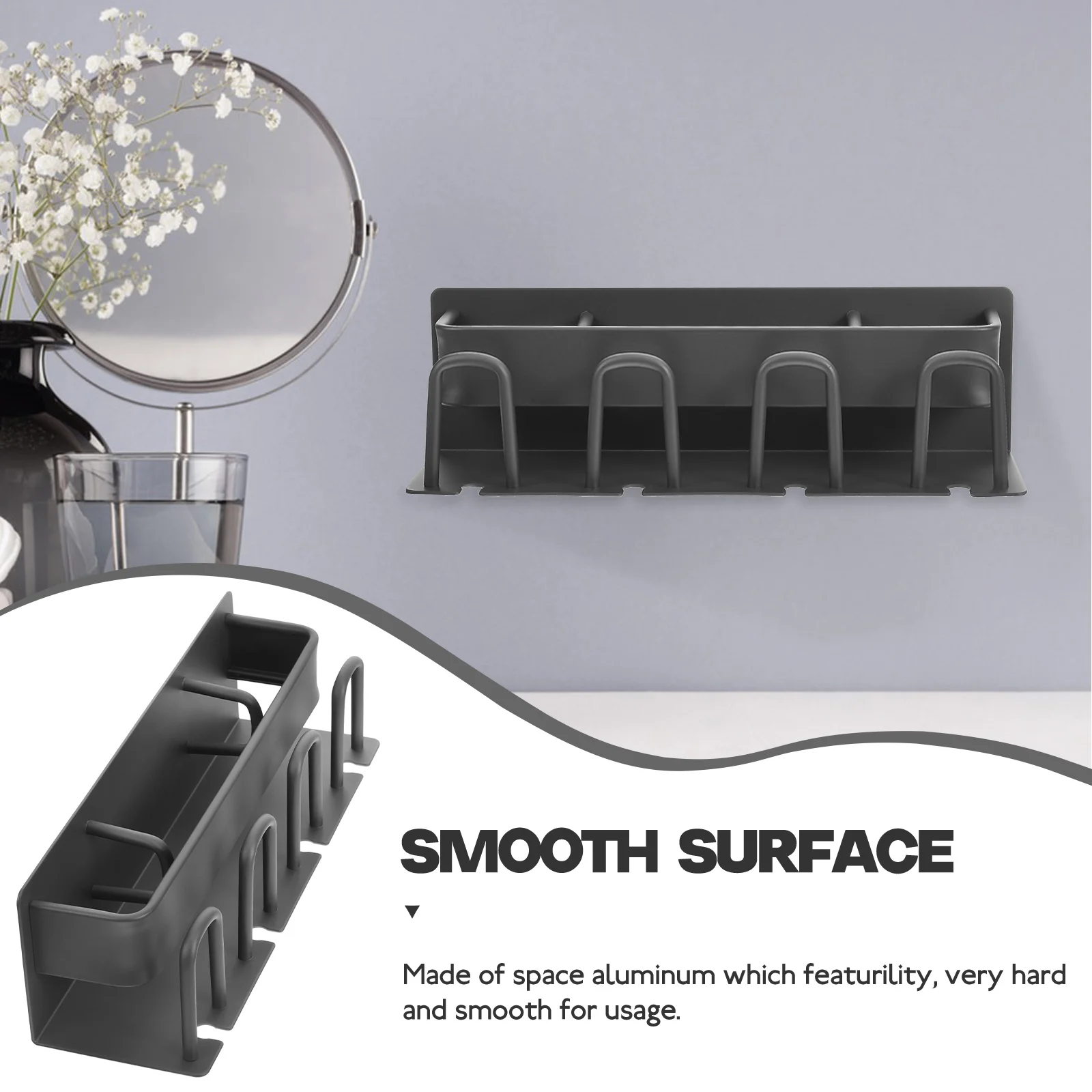 

Holder Mount Space Aluminum Bathroom Home Supplies No Punching Needed Metal Toothbrush Holders For