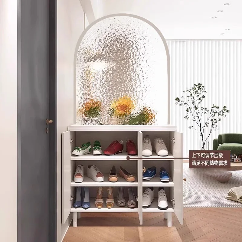 French entrance shoe cabinet integrated home front door glass screen partition cabinet living room side cabinet