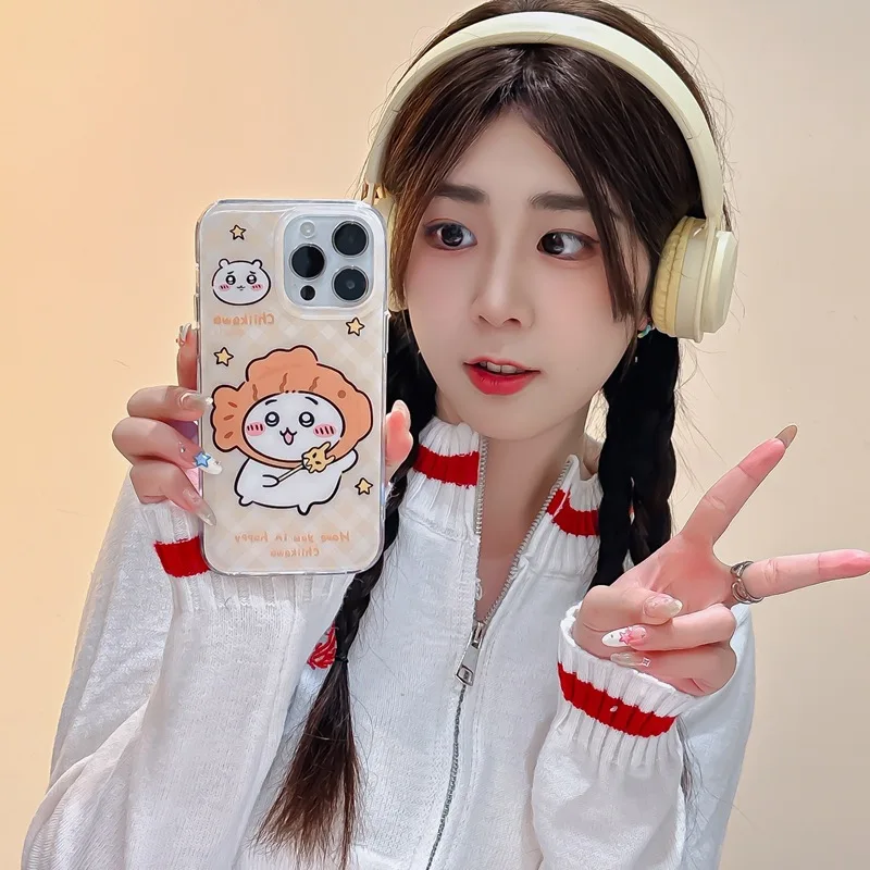 Cartoon Anime Sanrios Hangyodon Headband Hachiware Usagi Kawaii Illustration Chikawa Suitable for IPhone 14 15 Promax Phone Case