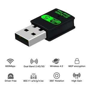 600MBPS BT 4.2 Mini USB WIFI Wireless Adapter Dongle Double Band 2.4G/5GHz Network Plate WLAN 802.11AC For Windows 7/8/10 portable computer Main Sales WiFi Bluetooth Network Plate - №4