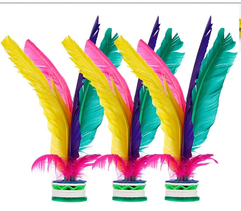 2 Pcs Professional Feather Shuttlecock Durable Chicken Feather Jianzi With Rubber Base Adult Fitness & Kindergarten Kick Sport