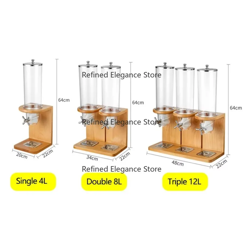 Dual‑bin Wooden Dry Grain Storage Dispensing Container For Restaurant Dry Food Organizing