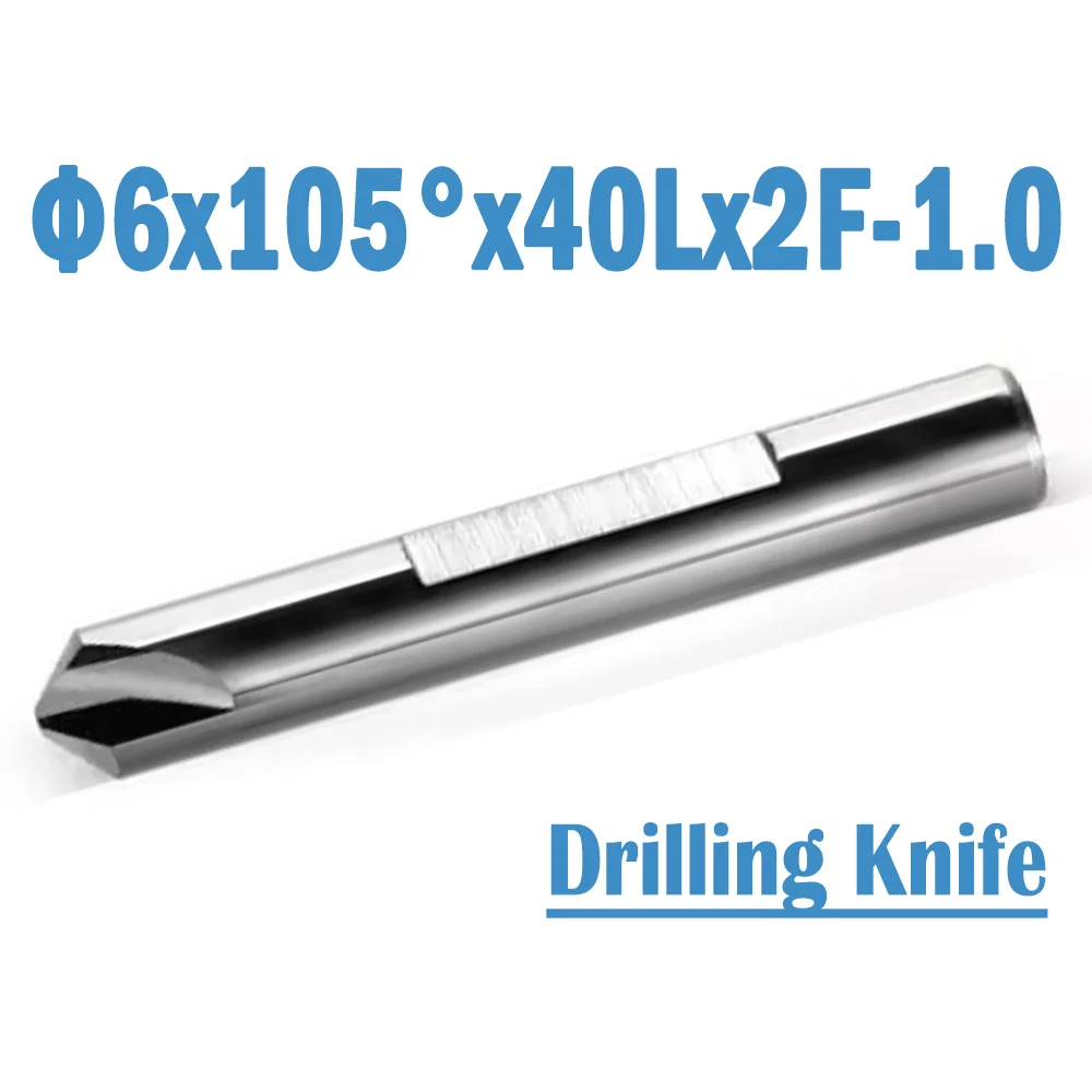 

2 Pcs/lot Φ6x105°x40Lx2F-1.0 Profession 60 Series Carbide Double-edged Key Cutter Flat Drilling Knife