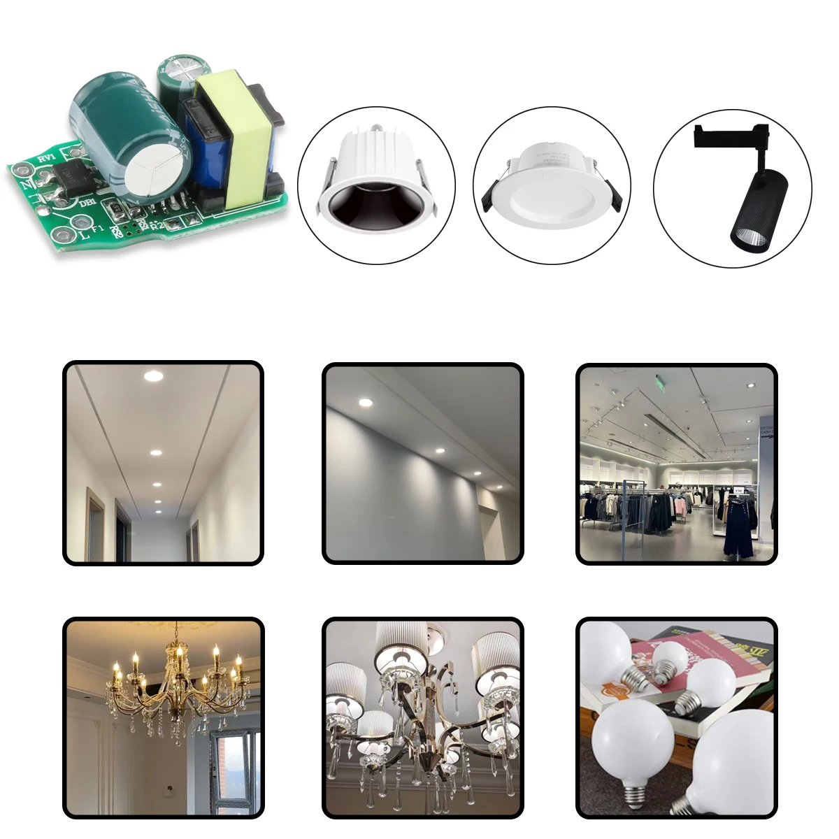 3W/7W/9W/12W/15W/18W Built-in T-Type Non-Isolated Flicker-Free LED Driver for Bulbs