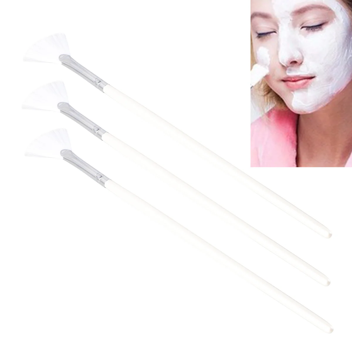 Cepillo para mascarilla con ácido de 3 piezas, aplicador Facial de exfoliación química, resaltador en forma de abanico, herramienta para el cuidado del maquillaje y la cara