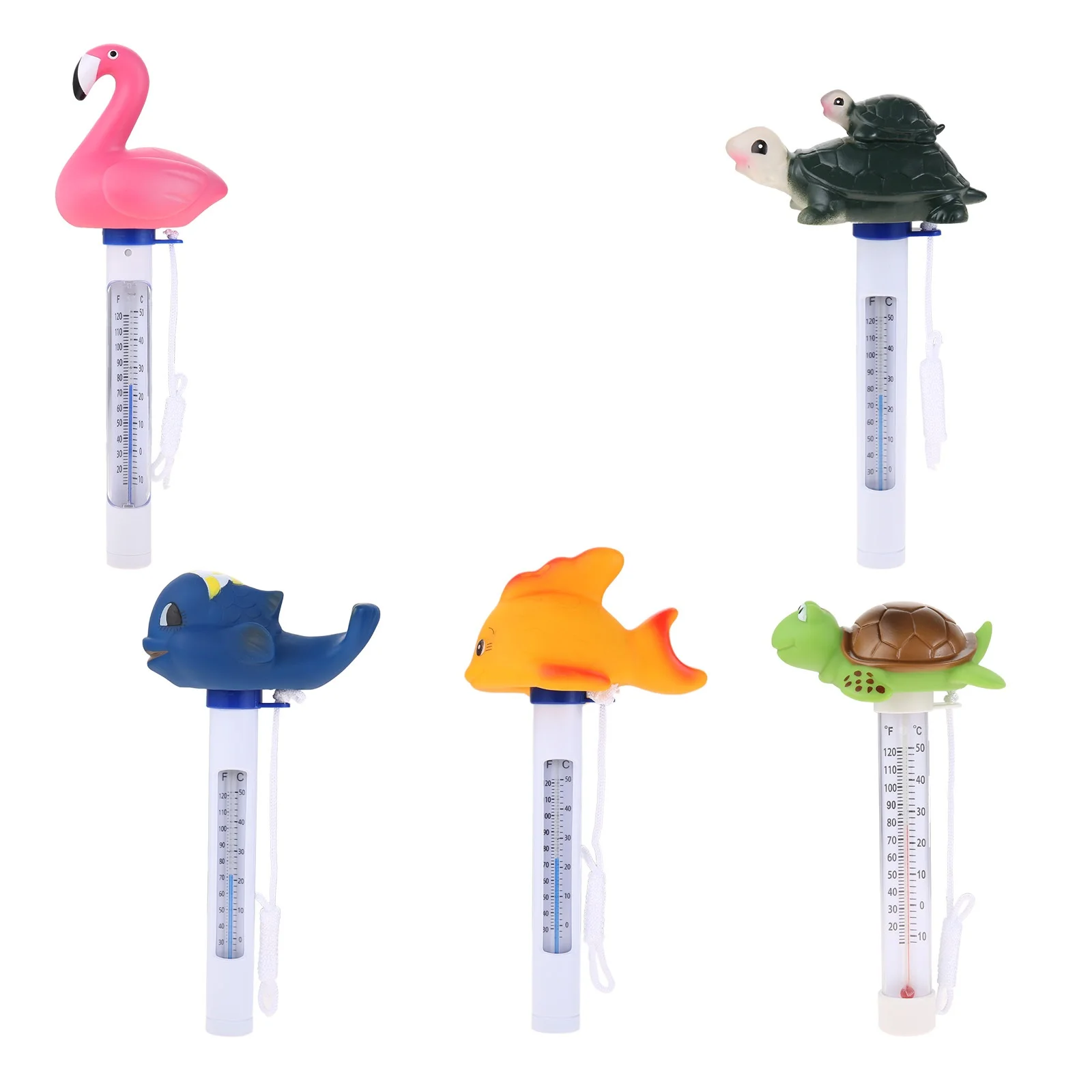 1pc Cartoon Animals Swimming Pool Thermometer ABS Water Temperature Meter Flamingo/Goldfish/Whale/tortoise/ Cute SPA Fish Pond