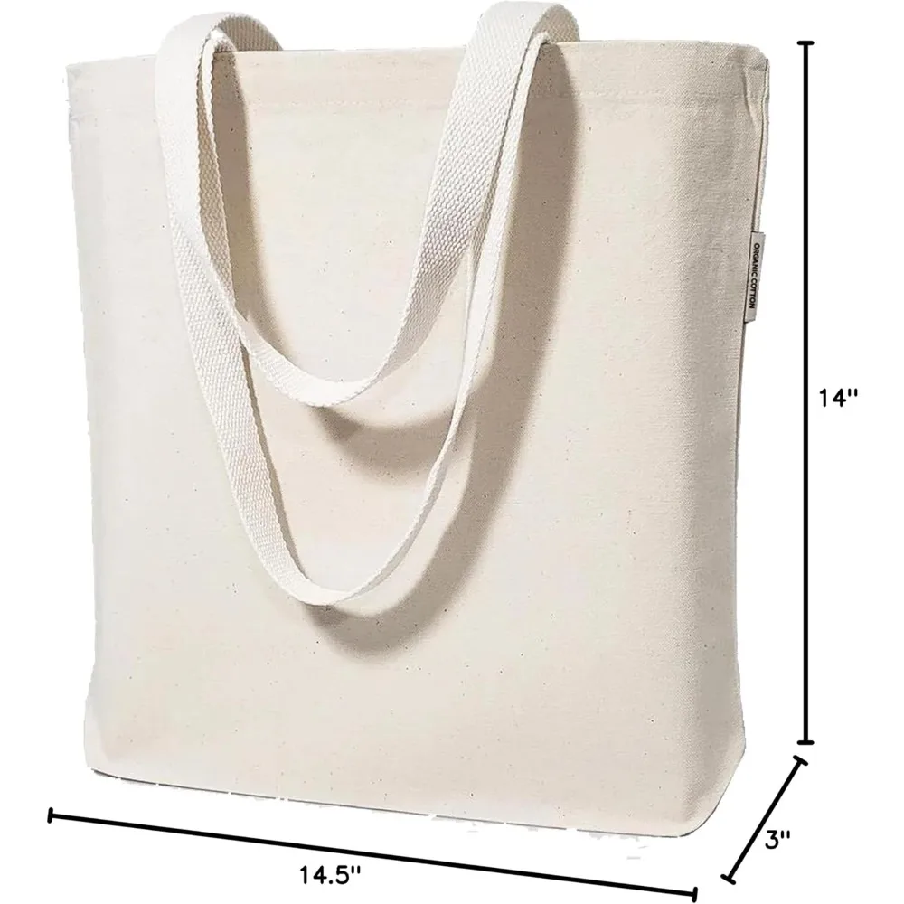 حقائب اليد المصنوعة من القماش العضوي بالجملة - أكياس ذات ألوان طبيعية عادية للتزيين ونقل الحرارة والطباعة والحرف اليدوية #6