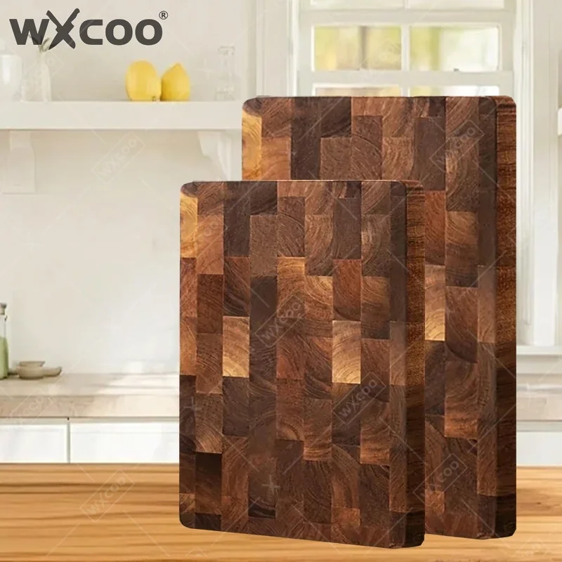 WXCOO Solid Wood Cutting Board Thicken Kitchen Accessories Splicing Acacia Wood Checkerboard Kitchen Chopping Board