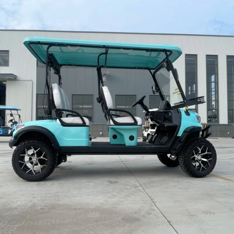 Lead-Acid Battery Hot Sale 4 Seats Off-Road Electric Golf Cart/Golf Car Utility Vehicle Bumper Sound Bar Three-Point Seat Belt