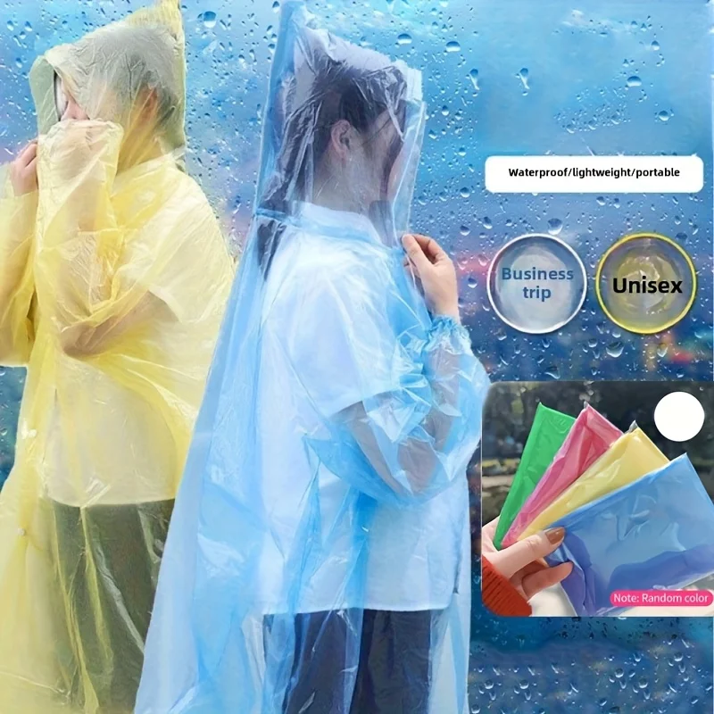 5/10 Stück Kompakter Einweg-Regenponcho Leichter Notfall-Regenschutz für Outdoor-Camping Wandern Reisen Regenschutz-Ausrüstung – Detail 6