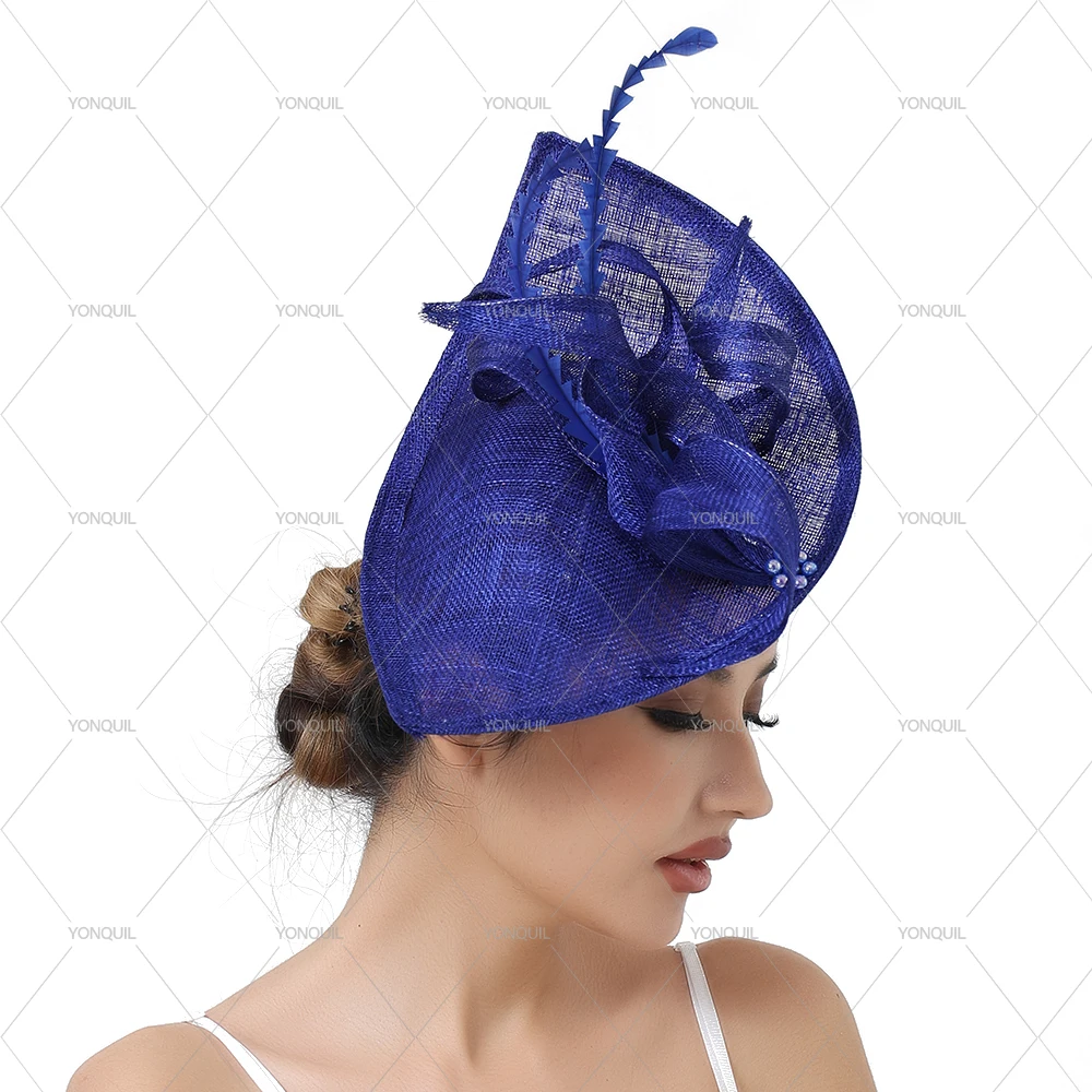 

New Charming Fascinators Feather Wedding Drop Mesh Hat Flower Bride Cocktail Tea Party Headwear Women Hat Headban Hair Accessory