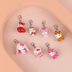 Śliczny brelok do kluczy Mini Hello Kitty Cartoon KT Cat Kitten Brelok do kluczy Lovely Bag Pendant Earphone Case Charm Key Holder For Friend Gift