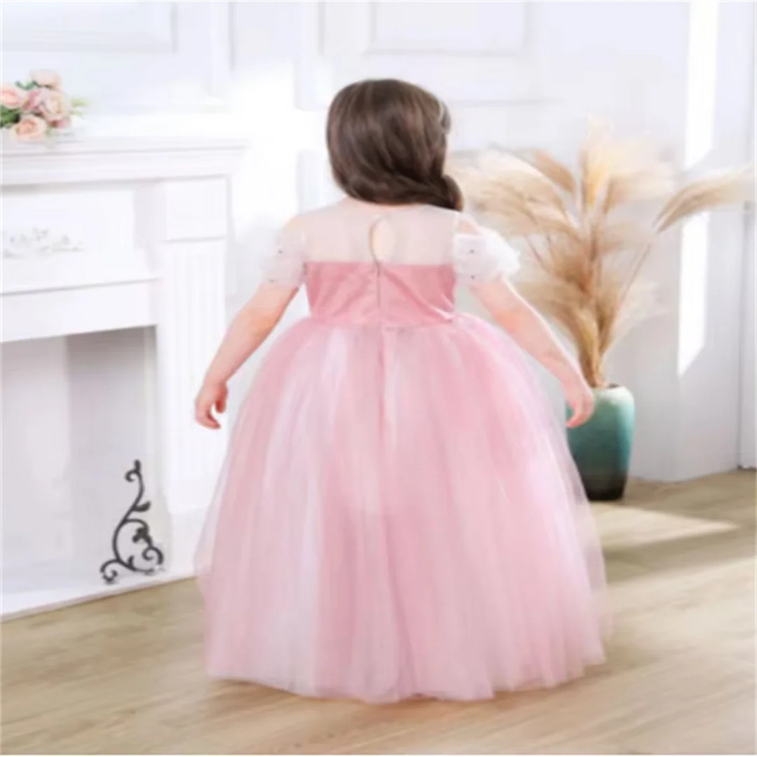 New Flower Girl Dresses Mesh Piano Performance Banquet Host First Communion Birthday Ball Party Formal Wear Events