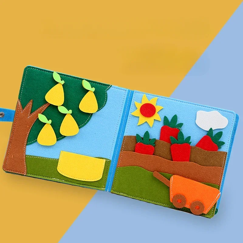 Toddlers Montessori Busy Book Felt Farm Animal Scene Storytelling Activity Toy Preschool Learning Education Activity Sensory Toy