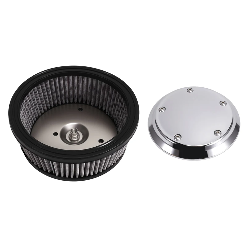 Super Sale Chrome Air Cleaner Cover & 3-Hole & Gray Filter Element for Harley Dyna Softail Touring