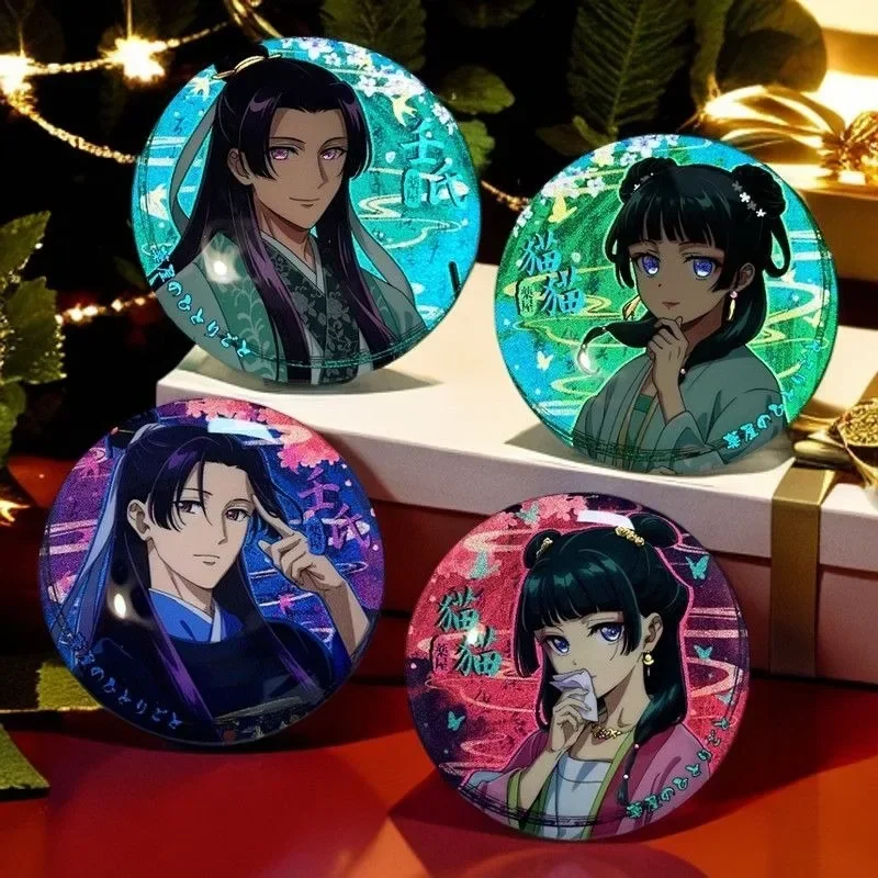 4Pieces 58mm anime Reflective badge Brooch Pin Cosplay Badge Accessories For Clothes Backpack Decoration gift