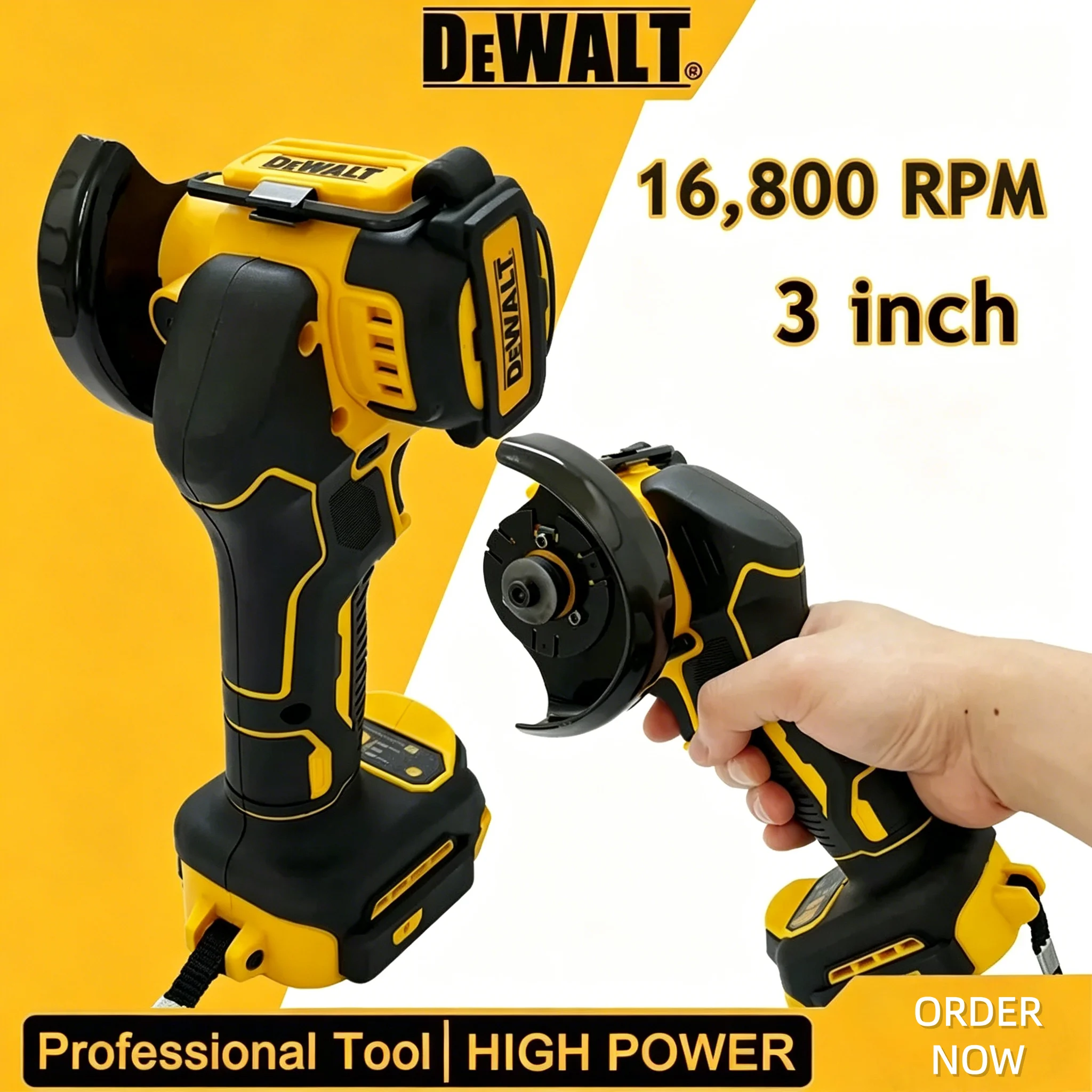 

Бесщеточная аккумуляторная угловая шлифовальная машина DEWALT 20V для шлифовки, полировки и резки металла и керамической плитки, электроинструмент