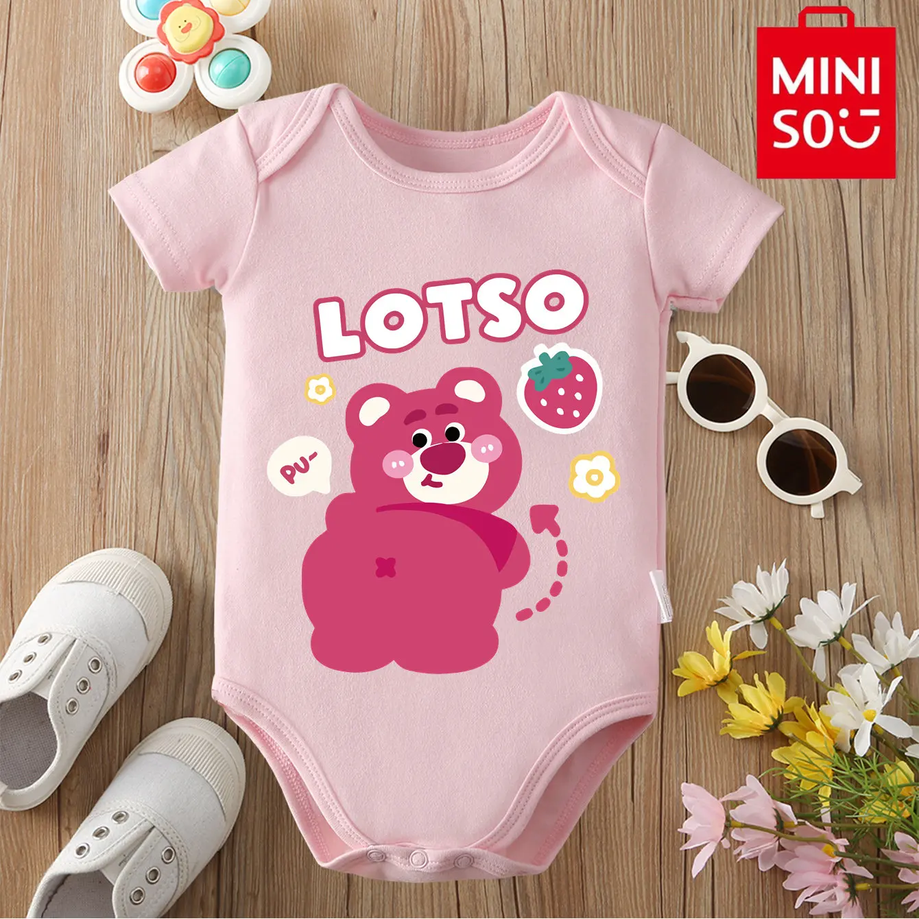 

StrawberryBear MINISO Print 100% Cotton Bodysuit Soft Baby Cloths Best Gift for Baby Onesie Jumpsuit for 0 To 12 Months Newborn